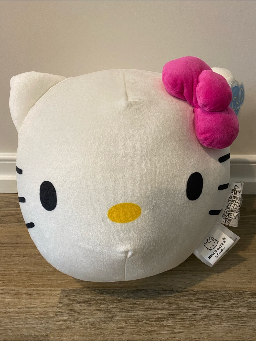 Sanrio Hello Kitty Plush Face Pillow - White with Pink Bow